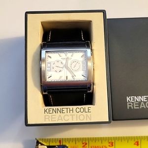 Kenneth Cole KC1290BK U54-06 Unisex Watch Black / Chrome Leather Band